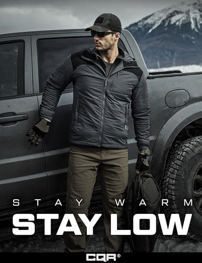 CQR Men's Lightweight Insulated Jacket, Windproof Packable Water Resistant Warm Active Coat for Hiking Work Outdoor Tactical