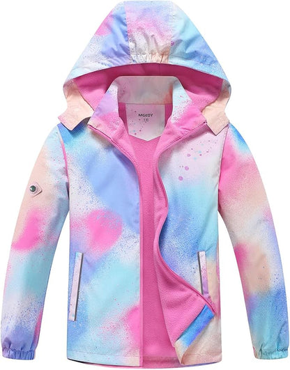 MGEOY Boys Girls Rain Jackets Lightweight Waterproof Hooded Raincoats Windbreakers for Kids 4-14Y