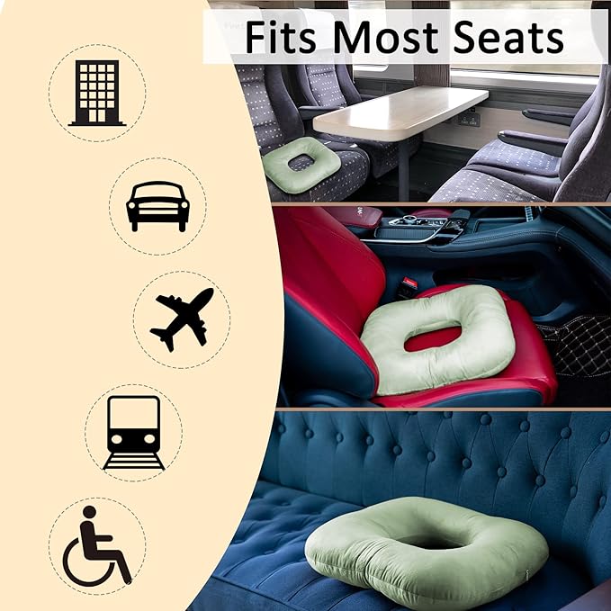 Donut Pillow for Tailbone Pain Relief, Wheelchair Cushion for Hemorrhoids and Bed Sores, Pregnancy, Donut Pillow Suitable for Office, Long Travel, Car and Home Sofa