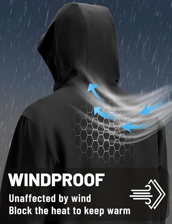 TACVASEN Men's Softshell Jacket with Hood Waterproof Tactical Fleece Coat Winter Windbreaker Lightweight Rain Jackets