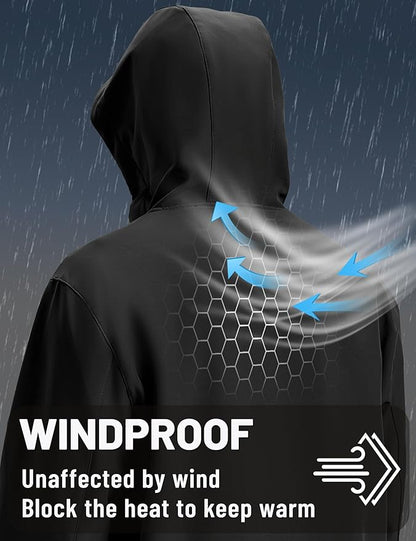 TACVASEN Men's Softshell Jacket with Hood Waterproof Tactical Fleece Coat Winter Windbreaker Lightweight Rain Jackets