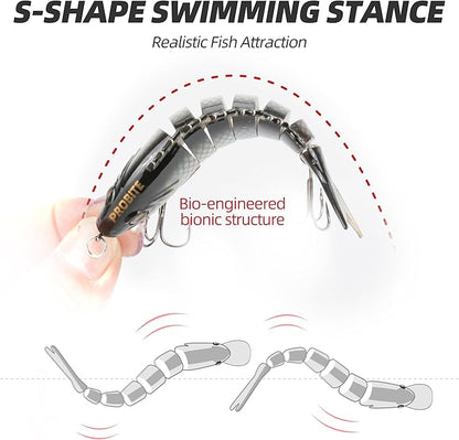 5PCS Lifelike Fishing Lures – Multi-Jointed Swimbait for Bass, Trout, Crappie, Walleye, Pike, Realistic Action with 3D Fish Eyes and Sharp Hooks, Perfect for Fishing Kits in Saltwater & Freshwater