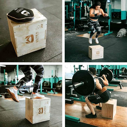 Ultra Fitness Gear Wooden Plyo Box, 31 Plyometric Jump Training Squat, Step Up, Jumps & More Workout Size S, M, L, XL
