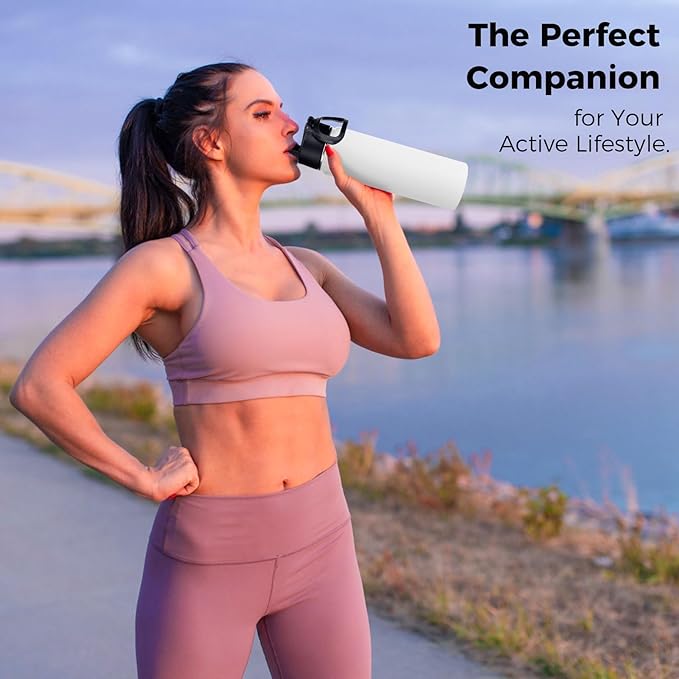 Neihepal 22 oz Insulated Water Bottles Bulk, Double Walled Vacuum Stainless Steel Water Bottle Multipack with Leak Proof Straw Lid for Men, Adults, Kids, Gym, Sports (Mix,4 Pack)