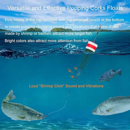 Popping Corks Floats for Saltwater Fishing Bobber, 4PCS Weighted Bobbers Inshore Fishing Popping Cork Float Rig Rattle Popper for Redfish Speckled Trout Sheepshead Flounder Fishing Tackle