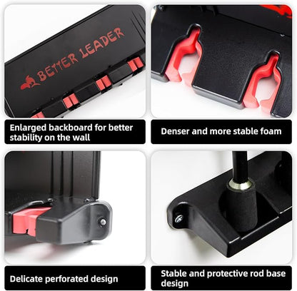 2 Pack Vertical Fishing Rod Holder for Garage, BETTER LEADER Fishing Pole Holders- Holds Up to 12 Rods or Combos, Wall Mount Fishing Pole Rack, Fits Most Rods of Diameter 3-19mm, Fishing Gifts for Men