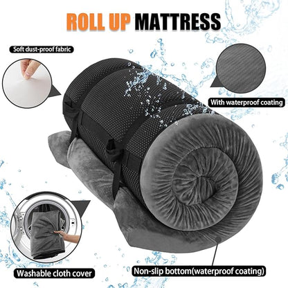 Sleeping Pad,3-inch Thick Memory Foam Camping Mattress,Portable Roll-Up Mat for Car/Tent/Floor/Cot/Travel,Comfortable Pad for Guests Sleepover
