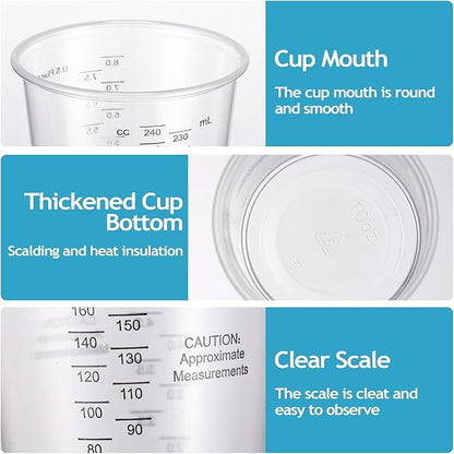 Yunsailing 300 Pieces 8 oz Plastic Measuring Cups With 300 Wooden Mixing Sticks, Disposable Measuring Cups for Epoxy Resin, Liquid, Paint, Cooking and Baking