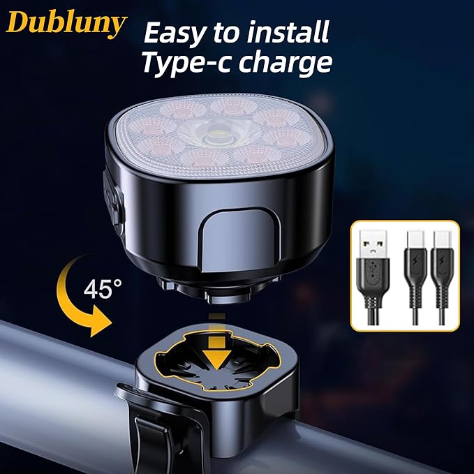 Bike Lights Front and Back for Night Riding Safety,Super Bright Headlight and Red Rear Tail,IP65 Waterproof USB Charging,with 8 Ultra-Bright LED Beads 8+7 Lighting Modes for All Road Bicycle