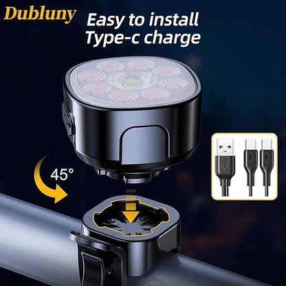 Bike Lights Front and Back for Night Riding Safety,Super Bright Headlight and Red Rear Tail,IP65 Waterproof USB Charging,with 8 Ultra-Bright LED Beads 8+7 Lighting Modes for All Road Bicycle