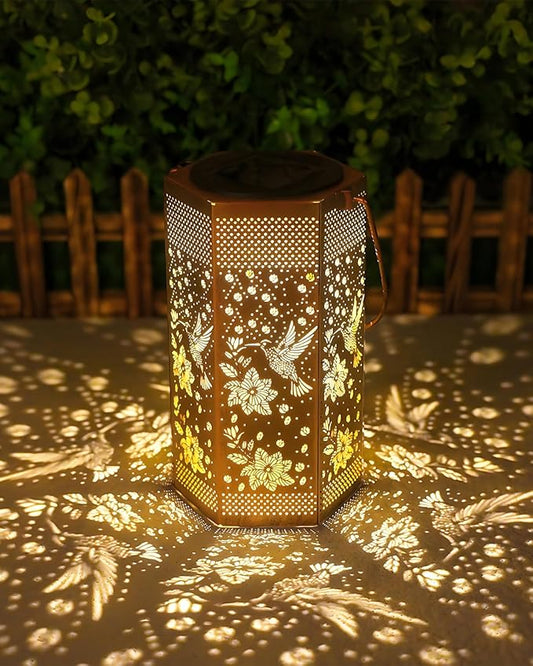 Gifts for Women Men Garden Decor Solar Lights Outdoor - Hummingbird Hanging Solar Lantern Outdoor Waterproof Outdoor Decoration for Outside, Yard, Lawn