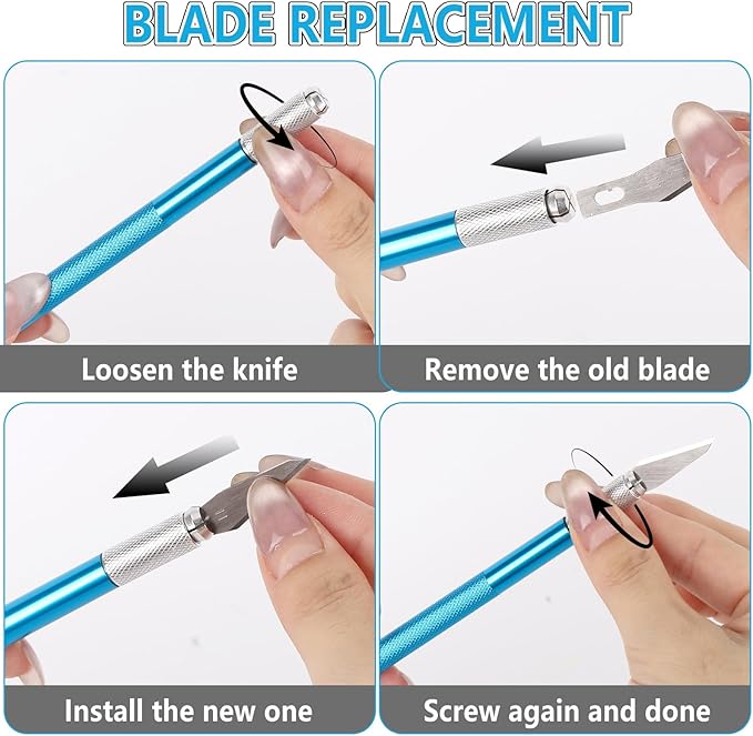 2PCS Exacto Knife Craft Hobby Knife with 40 PCS Spare Exacto Blades Exacto Knives Precision Knife for Crafts, Arts, Modeling, Scrapbooking, Stencil(Blue)