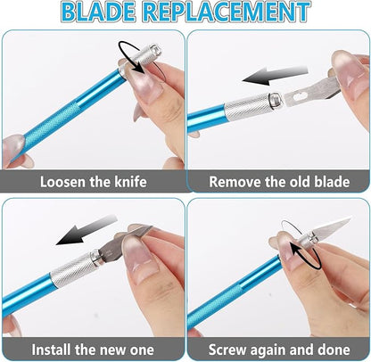 2PCS Exacto Knife Craft Hobby Knife with 40 PCS Spare Exacto Blades Exacto Knives Precision Knife for Crafts, Arts, Modeling, Scrapbooking, Stencil(Blue)