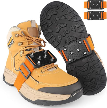 SYOURSELF Ice Cleats Crampons for Shoes and Boots, Rotatable Mid-Sole Traction Cleats Shoe Spikes for Snow and Ice, Non Slip Tungsten Spikes Ice Shoes Grippers for Men Women Winter Indoor/Outdoor
