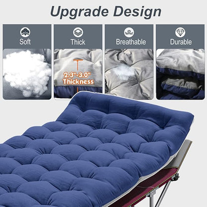 ABORON 2pack Folding Camping Cot for Adults, Portable 1200D Double Layer Oxford Sleeping Camp Cot, with Mattress, Carry Bag, Cot Bed for Tent Office, Support 500lbs