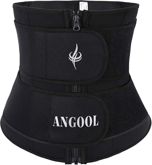 ANGOOL Neopren Waist Trainer for Women,Workout Plus Size Trimmer Belt Sauna Sweat Corset Cincher with Zipper