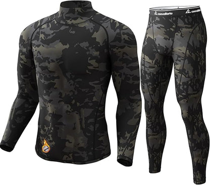 CL convallaria Thermal Underwear for Men Long Johns Fleece Lined Hunting Gear Set Base Layer for Cold Weather XS-4XL