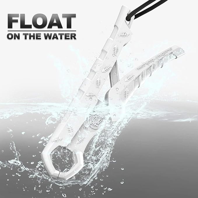 SNAIL TRAIL 7.5''/9'' Floating Fish Gripper, Fishing Grabber, Catfish Mouth Pliers, Caught Bass Holder, Digital Scale Hook Clamp, Saltwater Lip Grip Tool with Lanyard, Gifts for Men