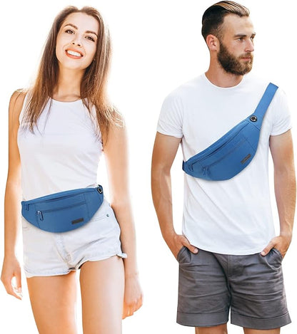 MAXTOP Large Crossbody Fanny Pack with 4-Zipper Pockets,Gifts for Enjoy Sports Festival Workout Traveling Running Casual Hands-Free Wallets Waist Pack Phone Bag Carrying All Phones