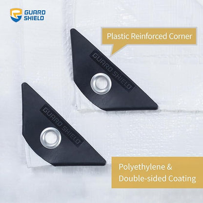 GUARD SHIELD Tarp White 6x6 Feet Multi Purpose Waterproof Poly Tarp Cover 5mil