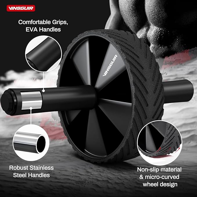 Vinsguir Ab Roller Wheel - Ab Workout Equipment for Abdominal & Core Strength Training, Home Gym Fitness Equipment with Knee Pad Accessories for Men Women