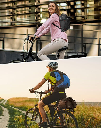 KEMIMOTO Bike Bag PVC Bicycles Rear Rack 15L Bicycles Trunk Pannier with Waterproof Cover and Water Cup Bag for Commuter Travel Outdoor