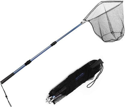 Fishing Net with Long Robust Telescopic Handle for Freshwater and Saltwater,Extend to 50.8 Inch,Foldable Nylon Mesh Landing Net