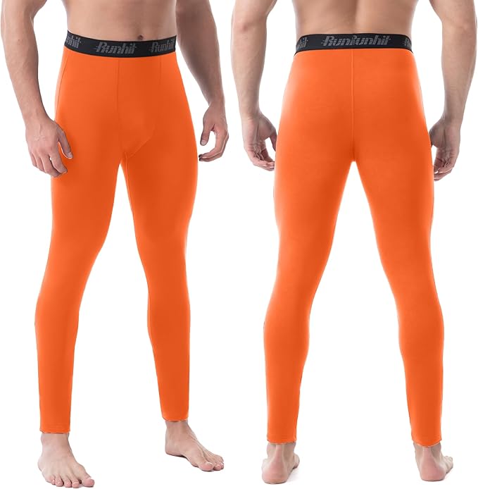 Runhit Men's Thermal Compression Pants Fleece Lined Sports Tights Athletic Leggings Base Layer Bottoms Cold Weather Gear