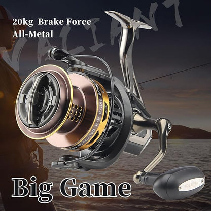 HAUT TON Spinning Reel 8000/9000/10000/12000/14000,6+1BB Metal Surf Fishing Reels,4.8:1 Gear Ratio 55lbs Drag Heavy Long Casting Inshore Saltwater Monster Fish