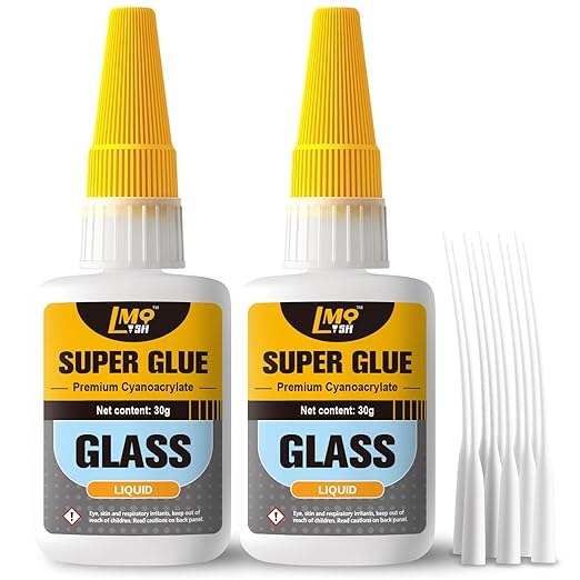 Glass Super Glue Liquid, Clear Instant Cyanoacrylate Adhesives for Glass Repair, All Purpose CA Glue for Ceramic Crystal Jewelry Mirror Plastic Model Metal Wood Pottery Porcelain Stone, Thin