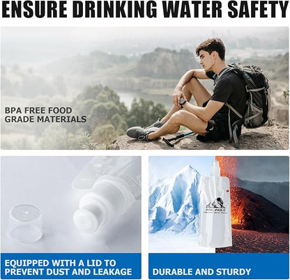 17oz Collapsible Water Bottles, 3-Pack Reusable Travel Foldable Water Bottles for Hiking Camping Running Bike, BPA-Free Water Bottle, White