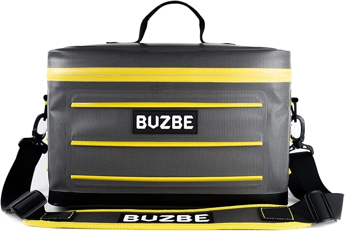BUZBE Swarm 28 Modular Dry Bag - Customizable Fishing Tackle Carrier, Airtight, Saltwater Ready, Grey and Yellow