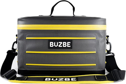 BUZBE Swarm 28 Modular Dry Bag - Customizable Fishing Tackle Carrier, Airtight, Saltwater Ready, Grey and Yellow