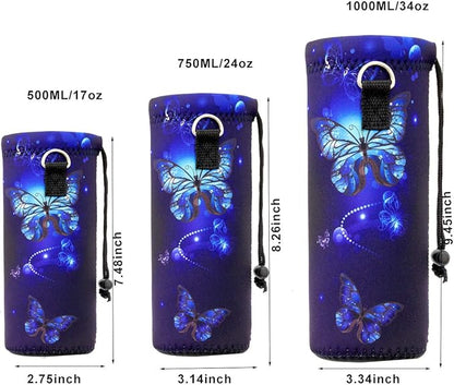 RICHEN Neoprene Water Bottle Carrier Bag with Adjustable Shoulder Strap,Insulated Water Bottle Cover for Stainless Steel/Glass/Plastic Bottles