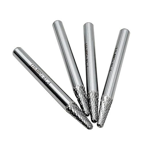SL-1 Tungsten Carbide Burr Rotary File, Taper Shape Double Cut, 4pcs by LU&MN