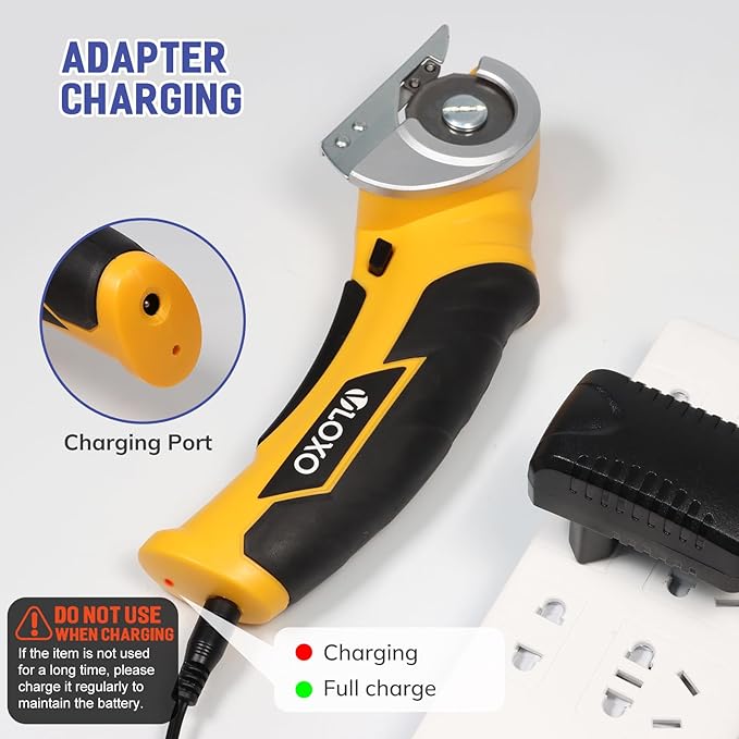 VLOXO Cordless Cardboard Cutter, Electric Scissors for Cardboard with Safety Lock, Power Rotary Scissors Multi-Cutting Tools, Rechargeable Box Cutter Electric for Carpet Leather (Yellow)