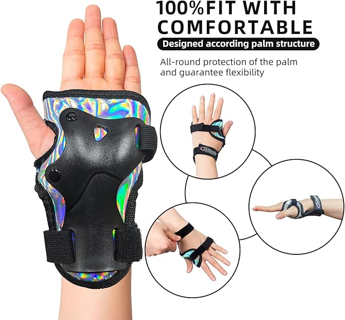 Nattork Knee Pads for Kids Youth Audlt，Knee and Elbow Pads with Wrist Guards 6 in 1 Protective Gear Set for Skateboard, Roller Skate, Inline Skates, Cycling and Scooter Boys Girls