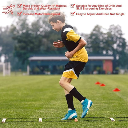 POWER GUIDANCE Agility Ladder (20 Feet) with Cones for Speed Agility Training & Quick Footwork Exercise - Soccer & Football Training Equipment for Adults, Youth & Kids
