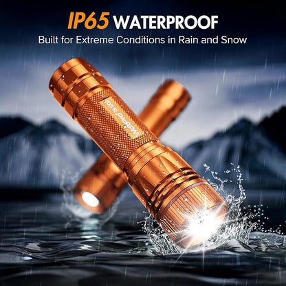 WdtPro Rechargeable Flashlights High Lumens, 1 Pack 10H Long Lasting Super Bright EDC Flashlights, LED Mini Tactical Flash Lights for Camping Emergency, Drop & Water Resistant Orange(Battery Included)