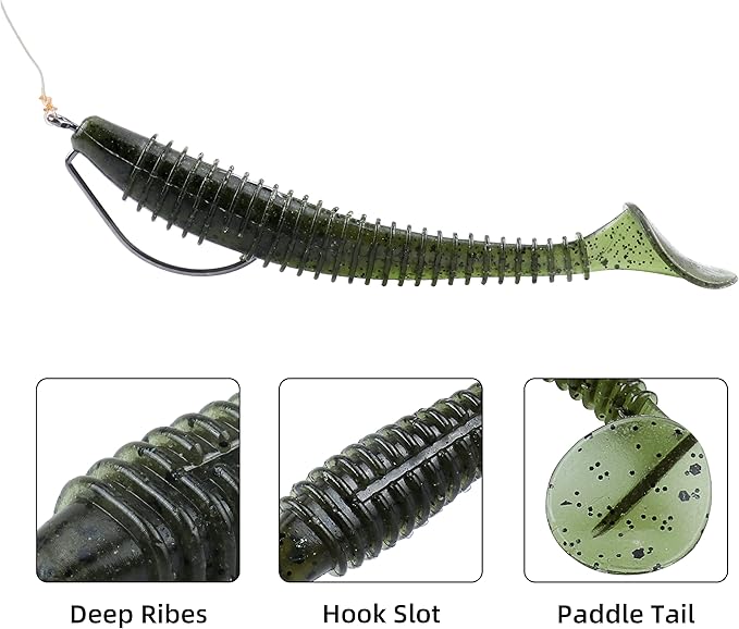 RUNCL Swimbaits Paddle 10/20/30/40PCS, 5/4/3/2 Inchs Paddle Tail, Soft Lure for Trout Crappie Bass, Durable Plastic Bait Swimmer for Saltwater/Freshwater, Fishing Lover's Gift