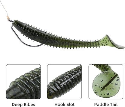 RUNCL Swimbaits Paddle 10/20/30/40PCS, 5/4/3/2 Inchs Paddle Tail, Soft Lure for Trout Crappie Bass, Durable Plastic Bait Swimmer for Saltwater/Freshwater, Fishing Lover's Gift