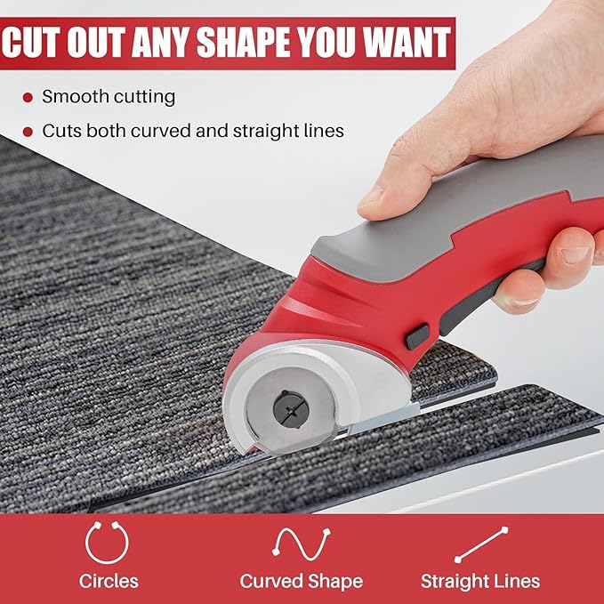 Cordless Electric Scissors, 4.2V Electric Cardboard Cutter, Power Rotary Box Cutter for DIY Crafts, Fabric, Leather Projects