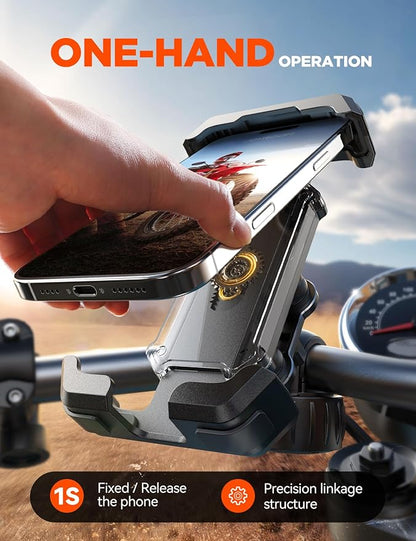 JOYROOM Bike Phone Holder Mount, [Dual Anti Vibration] [2025 Upgrade Reinforcement] Cell Phone Holder for Bike, Bicycle Scooter Accessories, Motorcycle Handlebar Phone Mount for iPhone 17