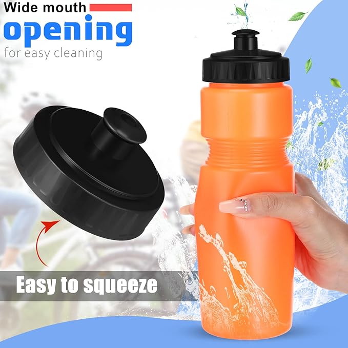 Sunnyray 10 Pcs Squeeze Sports Water Bottle 23 oz Reusable Sports Water Bottle Blank Plastic Water Bottles with Pull Top Cap for Kids Adults Sports Fitness Bike, Dishwasher Safe (Multi Colors)