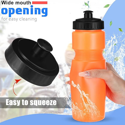 Sunnyray 10 Pcs Squeeze Sports Water Bottle 23 oz Reusable Sports Water Bottle Blank Plastic Water Bottles with Pull Top Cap for Kids Adults Sports Fitness Bike, Dishwasher Safe (Multi Colors)