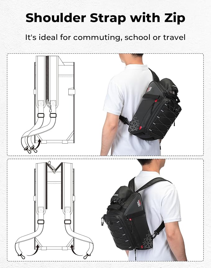 KEMIMOTO Bike Bag PVC Bicycles Rear Rack 15L Bicycles Trunk Pannier with Waterproof Cover and Water Cup Bag for Commuter Travel Outdoor