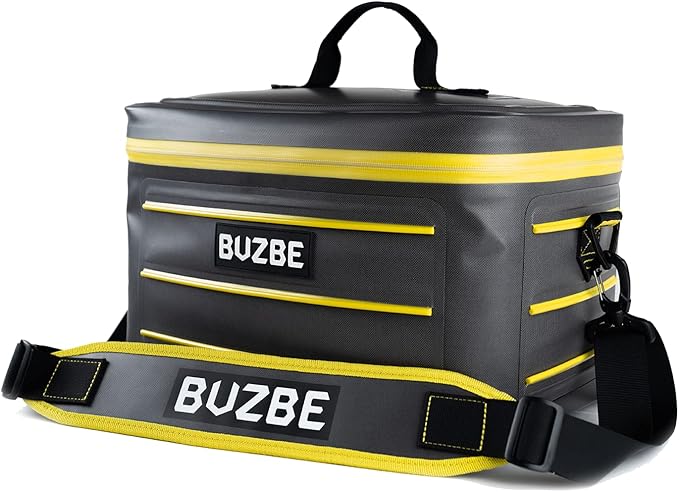 BUZBE Swarm 28 Modular Dry Bag - Customizable Fishing Tackle Carrier, Airtight, Saltwater Ready, Grey and Yellow