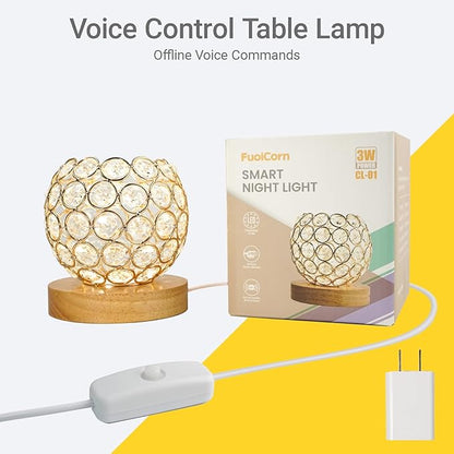 Crystal Mood Table Lamp, Small Decorative Sphere Light with Voice Control - 3 Lighting Modes Ambient Lighting for Tiny Bedroom & Living Room Decor, Aesthetic Gifts for Teen Girls