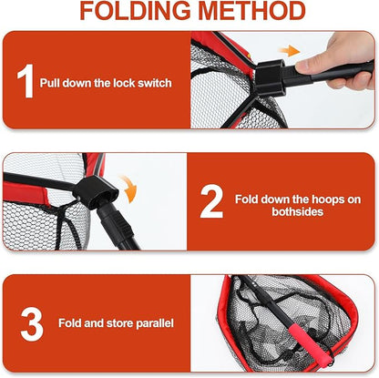 Floating Fishing Net, Foldable for Easy Storage, Retractable, Ideal for Bass, Trout, Kayak & Boat Fishing, Easy Catch & Release