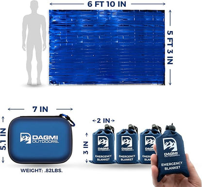 Emergency Mylar Thermal Blanket 4 Pack. Space Blankets for Survival Kits & Extreme Cold Weather - NASA Designed - Perfect for Camping Survival, Bug Out Bag, Hiking, Car Survival